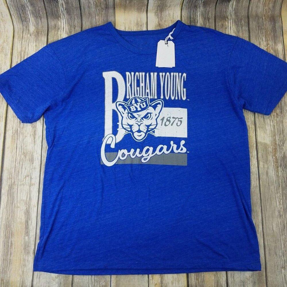 Brigham Young Cougars Byu T-Shirt Royal Blue Retro Shirt Tee